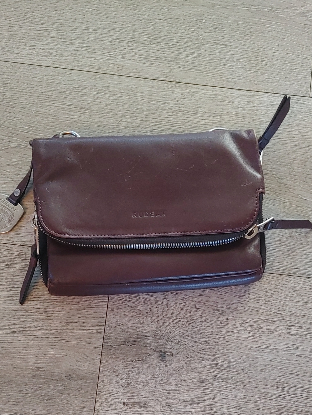 RUDSAK Dark Brown Leather Messenger Bag